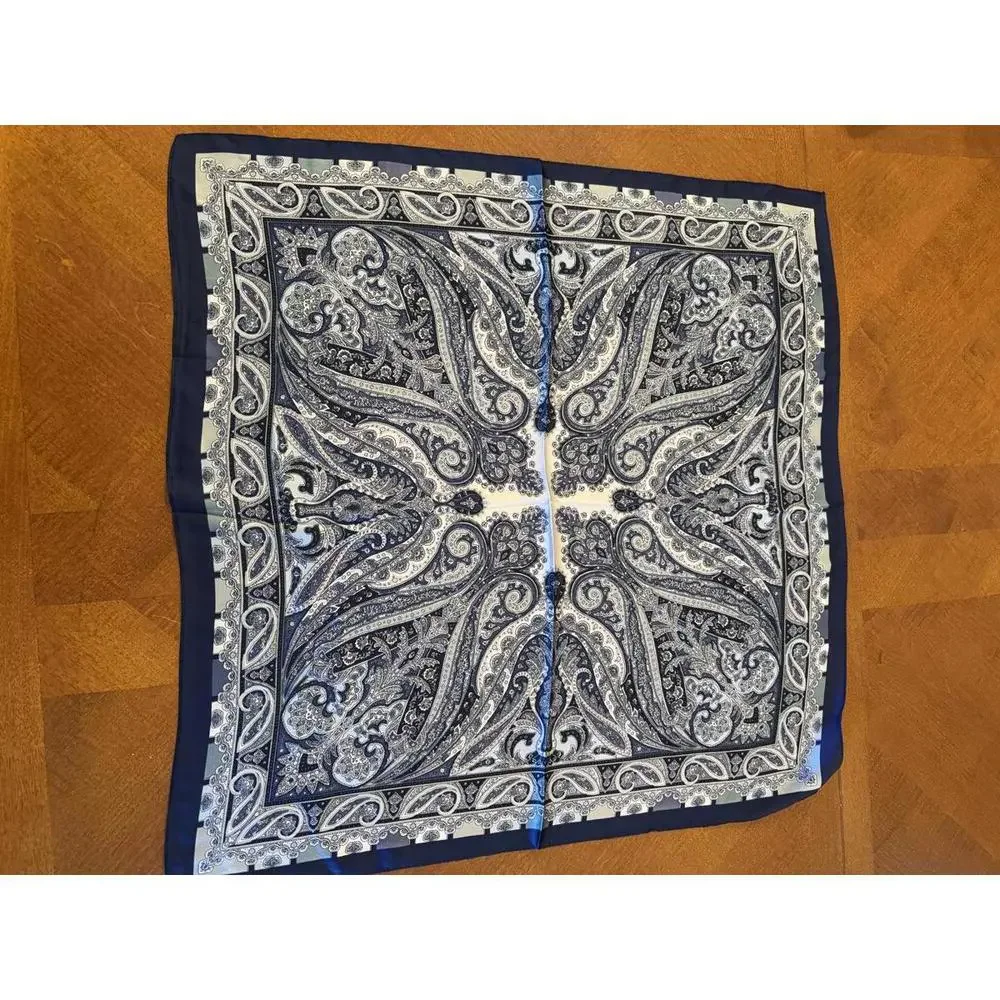 Elegant Navy Blue Paisley Pocket Square